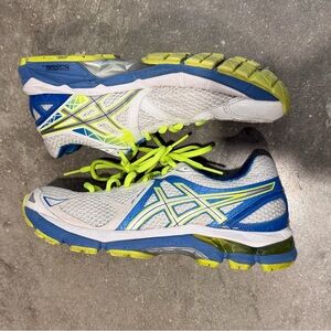 Asics Men's Blue, White & Neon Green Athletic Running Shoes